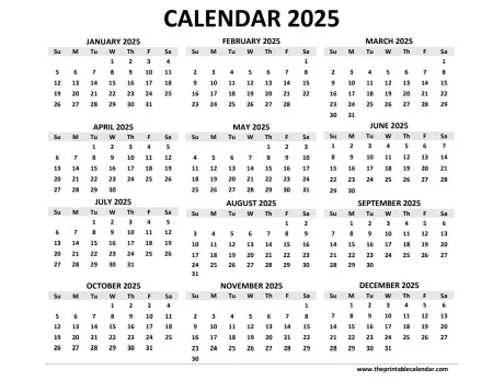 2025 Calendar printable