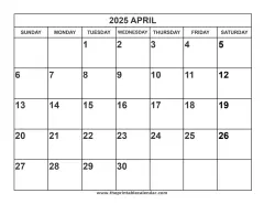 2025 April calendar