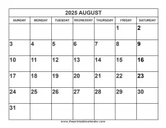 2025 August calendar