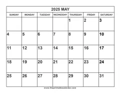 2025 May calendar