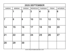 2025 September calendar