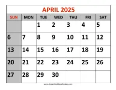 april 2025 printable calendar