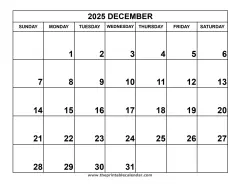 December 2025 calendar