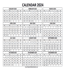 Free Printable Calendar 2024 One Page Glenn Kalinda