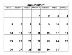 January 2025 calendar