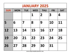 january 2025 printable calendar