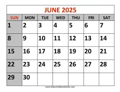 june 2025 printable calendar