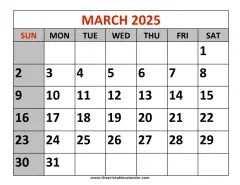 march 2025 printable calendar