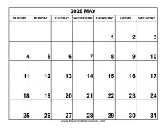 May 2025 calendar