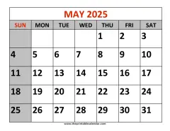 may 2025 printable calendar