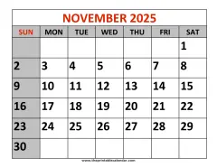 november 2025 printable calendar