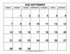 September 2025 calendar