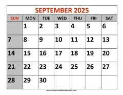 september 2025 printable calendar